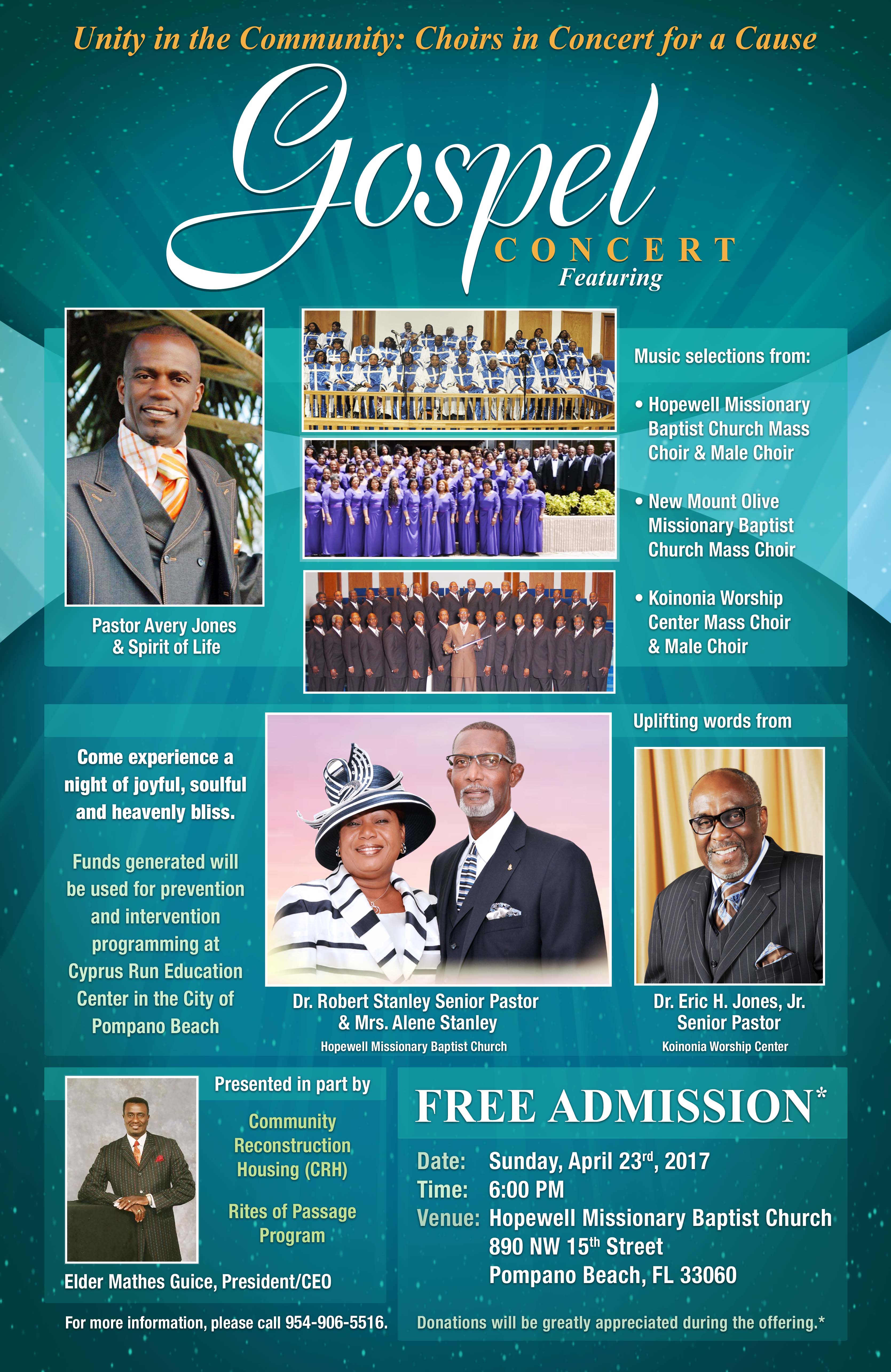 Free Gospel Concert set for April 23rd with renowned Gospel Artist