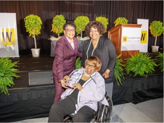 Congresswoman Meek (seated)  with MD County Commissioner Jordan (left); and daughter, Lucia Raiford (right).  Photo Credit:  Gregory Reed Photography