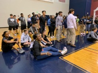 Student athletes from high schools in Miami-Dade and Broward counties cheer each other on as they participate in team-building activities and leadership training at the Student ACES Captains Summit, sponsored by Florida Power & Light Company, Feb. 21, 202