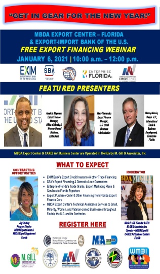 FLYER  -  EXPORT FINANCING WEBINAR - EXIM  MBDA EXPORT FLORIDA - JAN. 6 - 2021