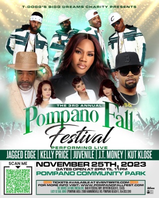 (BPRW) Chart Topping Legends Jagged Edge, Kelly Price, Juvenile, J.T. Money, and Kut Klose Headline the 3rd Annual Pompano Fall Fest This November | Press releases
