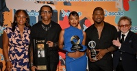 (L-R) Nicole George-Middleton, Lil Baby, Victoria Monét, Usher, Paul Williams