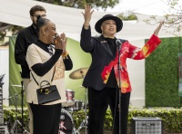 Chapter Organizer and Califa Arts Chapter President La-Doris McClaney, beams with excitement as 10th National President of The Society, Incorporated, Deborah Beavers-Watford delivers an inspiring greeting.