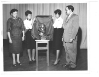 James E. Lewis, students unveiling a bust James E. Lewis collection, Beulah M. Davis Special Collections Department, Morgan State University
