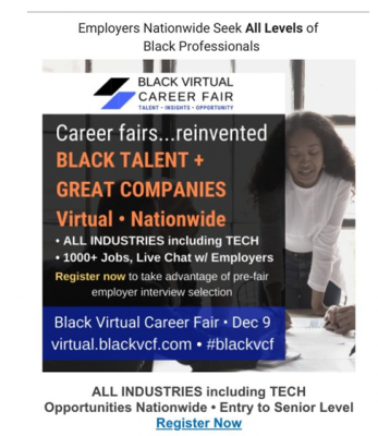 (BPRW) Nationwide Job Opportunities For Black Professionals presented by Black Virtual Career Fair | Black PR Wire, Inc.
