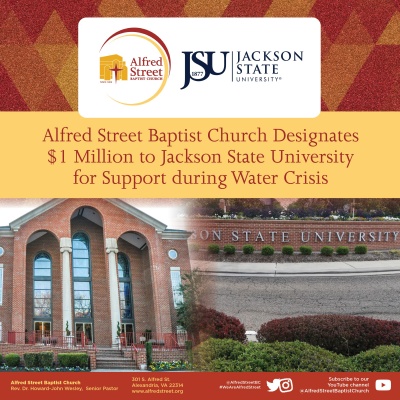 (BPRW) Alfred Street Baptist Church Designates  Million to Jackson State University for Support during Water Crisis | Press releases